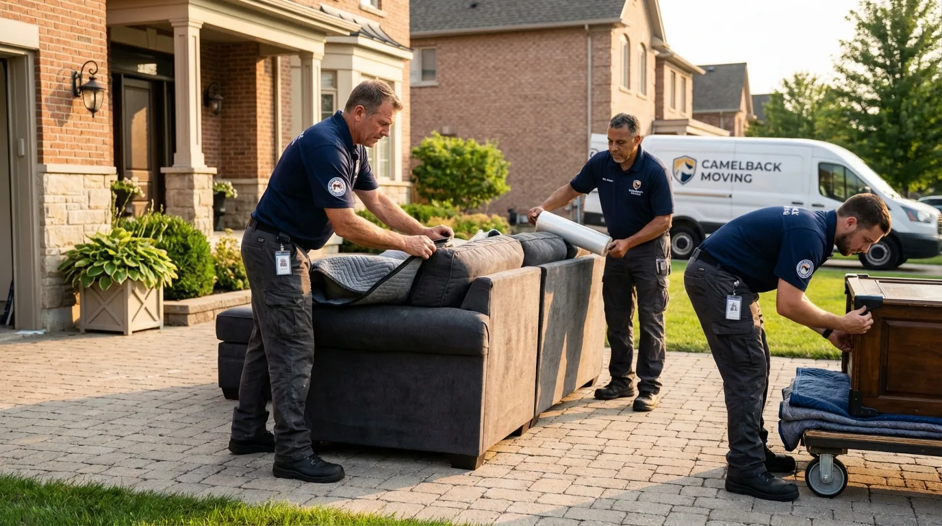 Large estate moving crew wrapping furniture in Batesville, AR