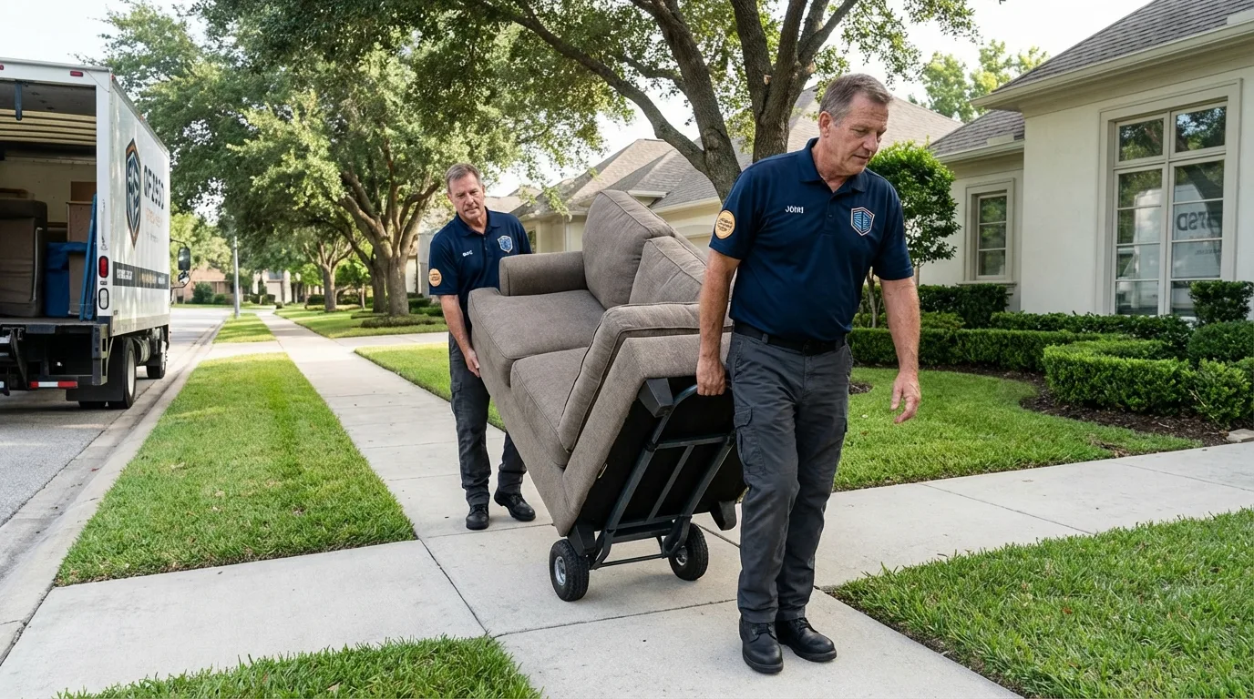 Local residential moving crew loading furniture in Batesville, AR